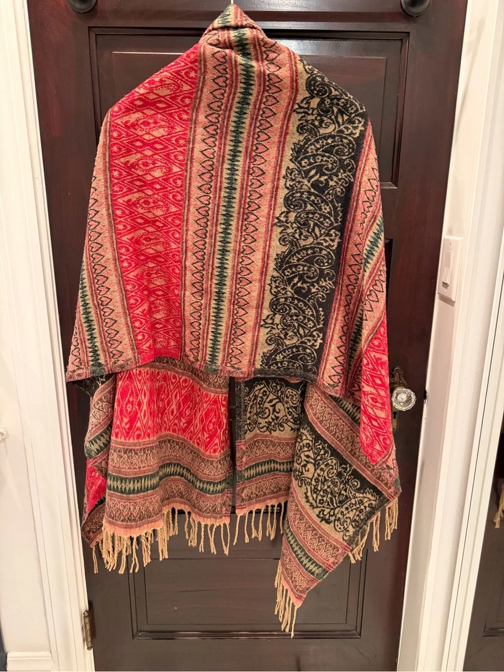 Large Cozy Shawl with Intricate Designs and Darling Heart Pattern